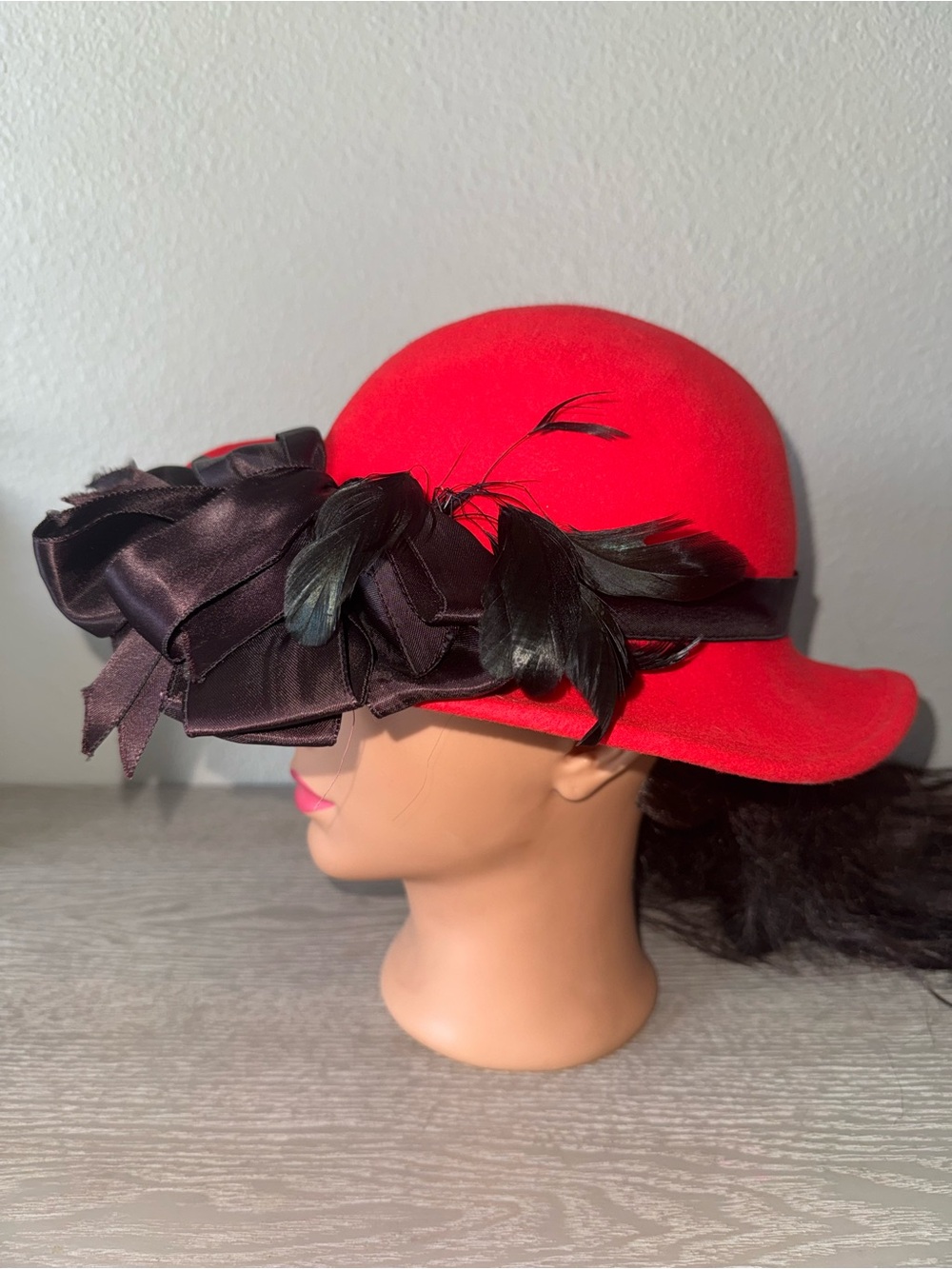 Kurt is Jr. Vintage Wool Feather red Hat